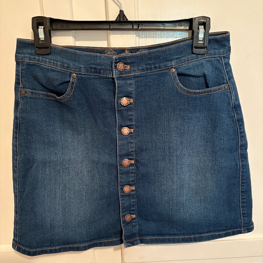 Large Button Front Denim Skirt